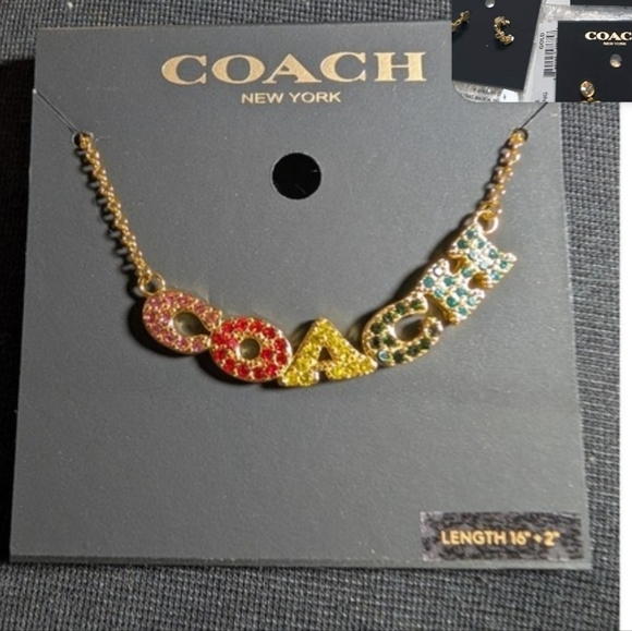 💛🔹️Coach 🔹️Multicolor Logo rainbow Necklace (MSRP $125) - Picture 5 of 5